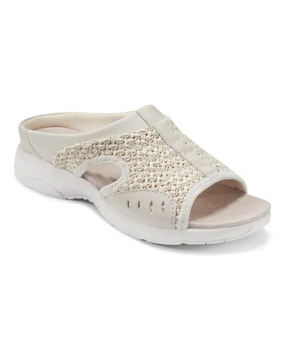 Easy Spirit Women's Traciee Lightweight Flat Easy-on Sandals In Ivory Raffia