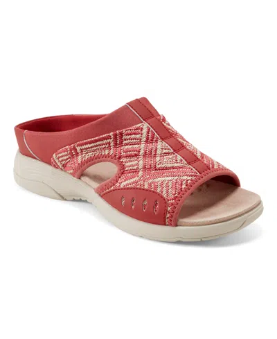 Easy Spirit Women's Traciee Lightweight Flat Easy-on Sandals In Red,cream Raffia