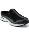 Easy Spirit Women's Travel Time Sparkle Slip-on Walking Mules In Black,silver