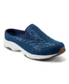 Easy Spirit Women's Travel Time Slip-on Walking Mules In Dark Blue Floral Denim