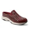 Easy Spirit Women's Traveltime Round Toe Casual Slip-on Mules In Dark Red Boucle