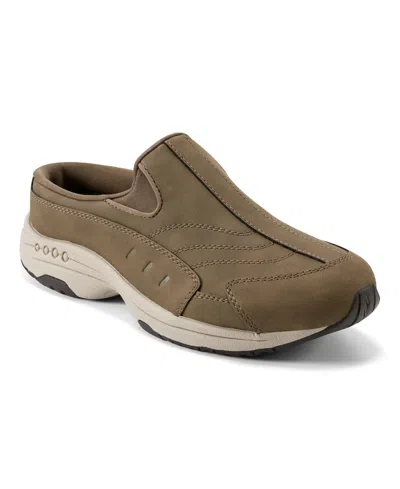Easy Spirit Women's Travel Time Slip-on Walking Mules In Deep Olive