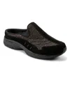 Easy Spirit Travel Time 676 Womens Leather Slip On Mules In Black Suede,glitter Multi