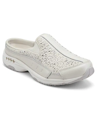 Easy Spirit Women's Traveltime Sparkle Slip-on Mule Walking Sneakers In White
