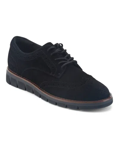 Easy Spirit Women's Veanna Eflex Lace-up Wingtip Oxfords In Black