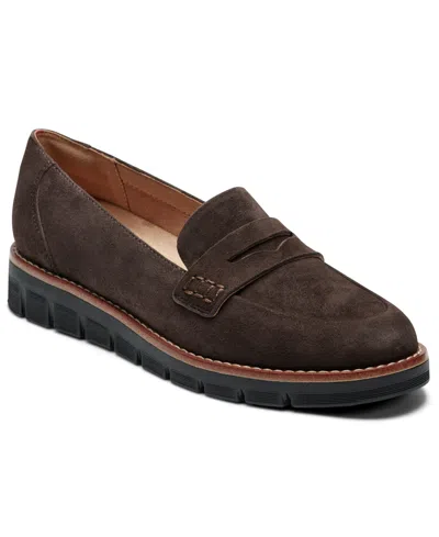 Easy Spirit Women's Velia Eflex Slip-on Penny Loafers In Dark Brown Suede