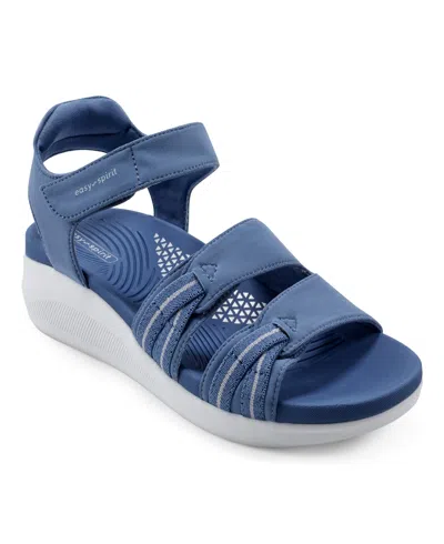Easy Spirit Women's Weber Round Toe Strappy Casual Sandals In Medium Blue