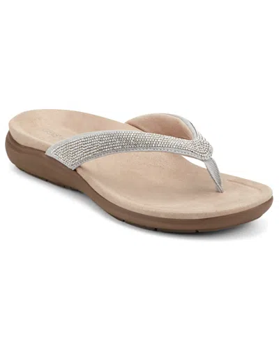 Easy Spirit Women's Wendi Embellished Thong Slip-on Sandals In Silver