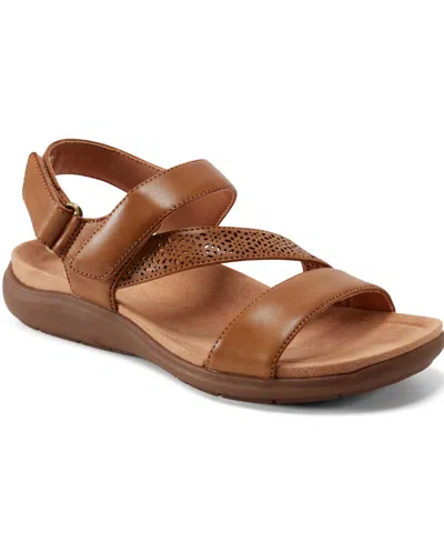 Easy Spirit Women's Whelan Strappy Lightweight Casual Flat Sandals In Cognac