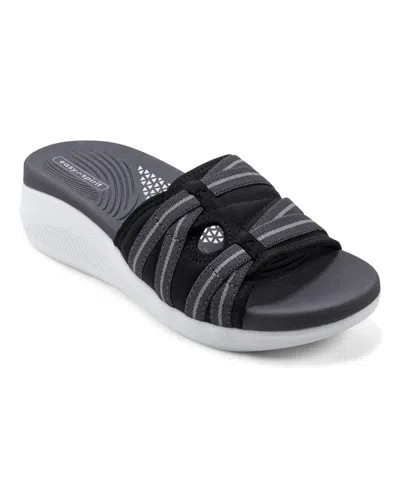 Easy Spirit Women's Wisher Round Toe Slip-on Casual Sandals In Black,gray
