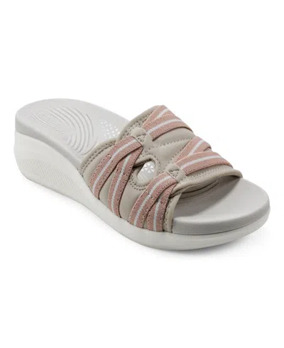 Easy Spirit Wisher 2 Womens Cushioned Footbed Peep-toe Slide Sandals In Taupe,pink Rose