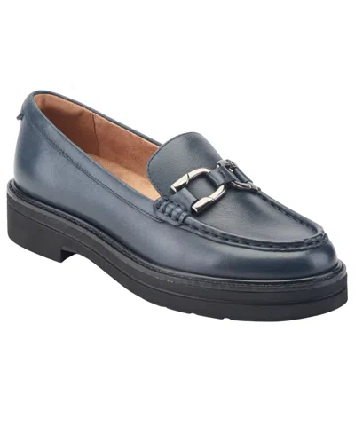Easy Spirit Women's Zaira Eflex Slip-on Loafers In Navy Leather