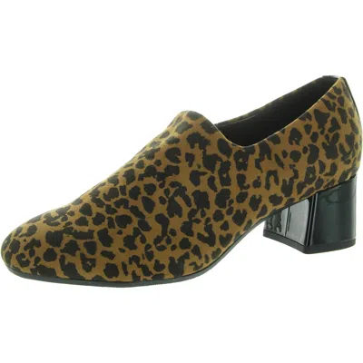 Easy Spirit Womens Animal Print Faux Suede Shooties In Black
