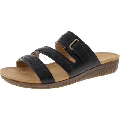 Easy Spirit Womens Braided Faux Leather Wedge Sandals In Black