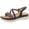 Easy Spirit Womens Braided Leather Flatform Sandals In Black