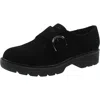 Easy Spirit Womens Buckle Leather Loafer Heels In Black