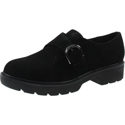 Easy Spirit Womens Buckle Leather Loafer Heels In Black