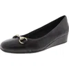 Easy Spirit Womens Buckle Leather Wedge Heels In Black
