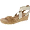 Easy Spirit Womens Criss-cross Canvas Wedge Sandals In Beige