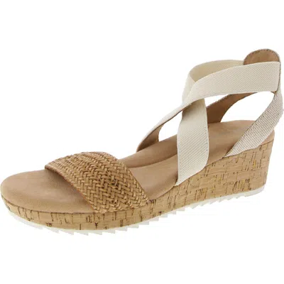 Easy Spirit Womens Criss-cross Canvas Wedge Sandals In Beige