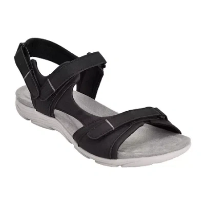 Easy Spirit Womens Lake Adjustable Strap Flat Sandals In Black