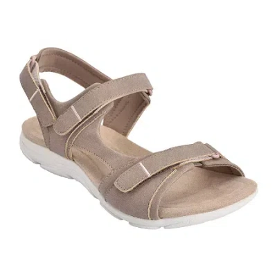 Easy Spirit Womens Lake Adjustable Strap Flat Sandals In Brown
