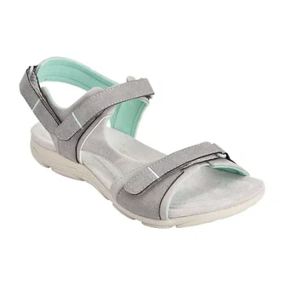 Easy Spirit Womens Lake Adjustable Strap Flat Sandals In Gray