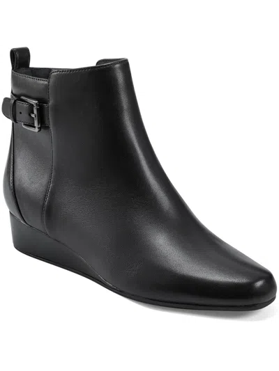 Easy Spirit Womens Leather Pointed Toe Booties In Black