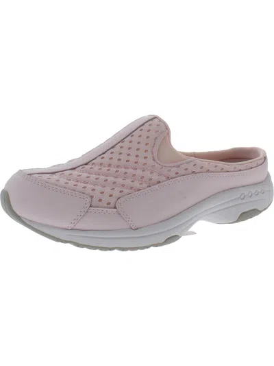 Easy Spirit Womens Leather Trim Casual Slip-on Sneakers In Pink