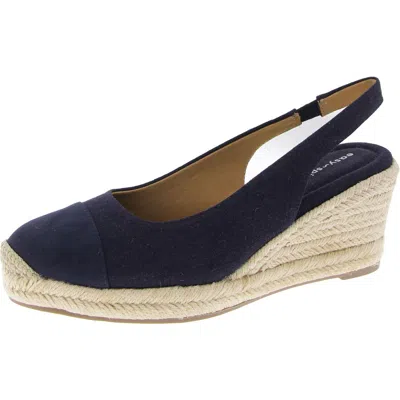 Easy Spirit Womens Padded Insole Canvas Wedge Heels In Blue