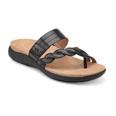 Easy Spirit Womens Waren Flat Sandals In Black