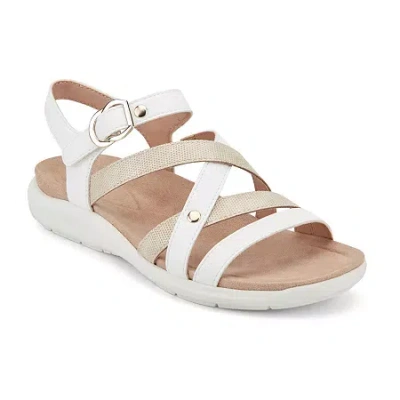 Easy Spirit Womens Wayan Adjustable Strap Flat Sandals In White
