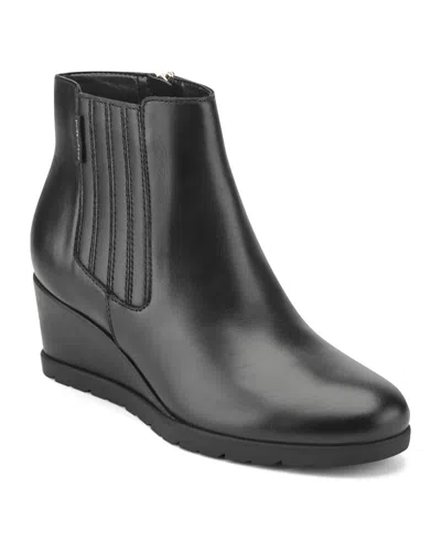 Easy Spirit Yamaira Round-toe Wedge Booties In Black