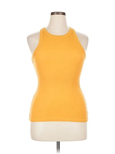 Pre-owned Easy Standard Tank Top Yellow Halter Neckline Tops
