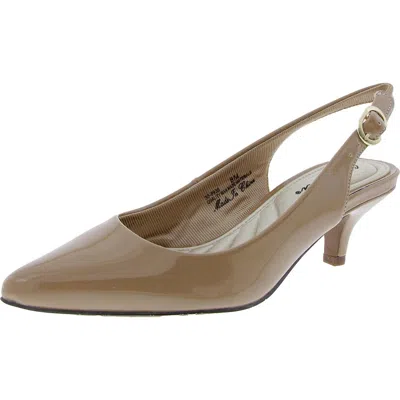 Easy Street 309935 Womens Solid Manmade Slingback Heels In Nude Patent