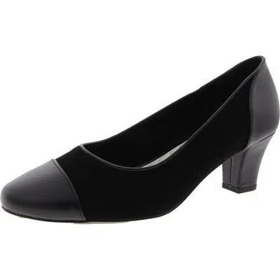 Easy Street 312922 Womens Toe Cap Manmade Block Heels In Black Lamy