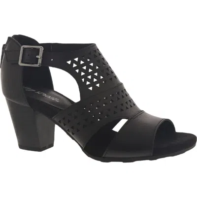 Easy Street Adara Womens Faux Leather Perforated Heel Sandals In Black