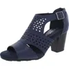 Easy Street Adara Womens Faux Leather Perforated Heel Sandals In Blue