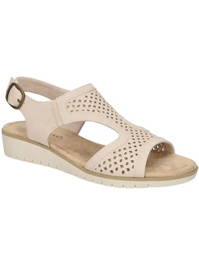 Easy Street Alba Womens Faux Leather Open Toe Wedge Sandals In Beige