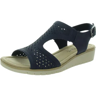 Easy Street Alba Womens Faux Leather T-strap Slingback Sandals In Blue