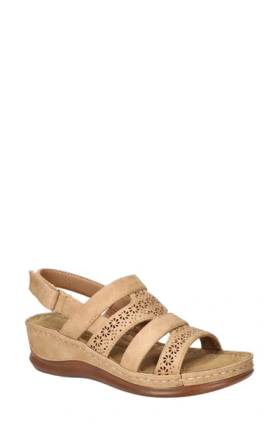 Easy Street Alexi Slingback Platform Wedge Sandal In Natural