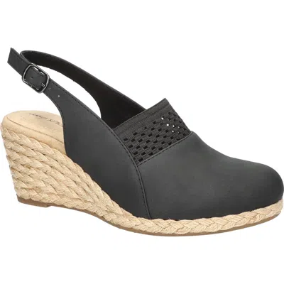 Easy Street Aloha Slingback Espadrille Wedge Pump In Black