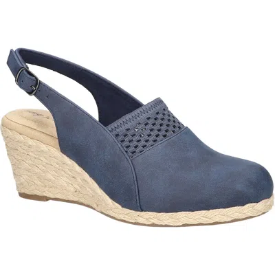 Easy Street Aloha Slingback Espadrille Wedge Pump In Blue