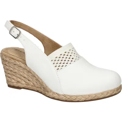 Easy Street Aloha Slingback Espadrille Wedge Pump In White