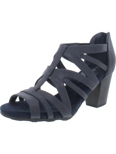 Easy Street Amaze Womens Faux Leather Open Toe Sandals Shoes In Blue