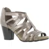 Easy Street Amaze Womens Faux Leather Open Toe Sandals Shoes In Silver