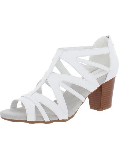 Easy Street Amaze Womens Faux Leather Open Toe Sandals Shoes In White