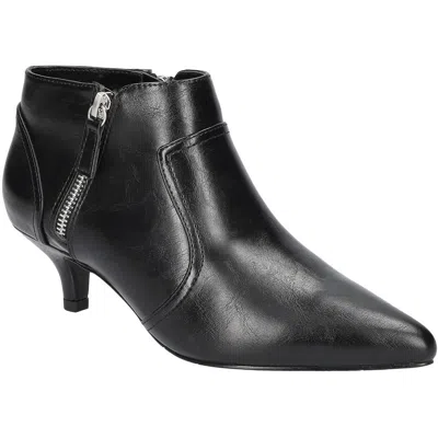 Easy Street Annalee Womens Double Zipper Man Made Kitten Heels In Black