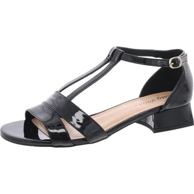 Easy Street Aris Womens Patent Dressy T-strap Sandals In Black Patent