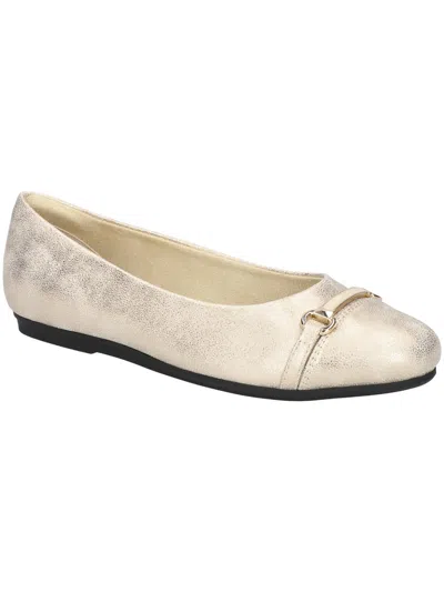Easy Street Asher Womens Faux Leather Slip On Ballet Flats In White